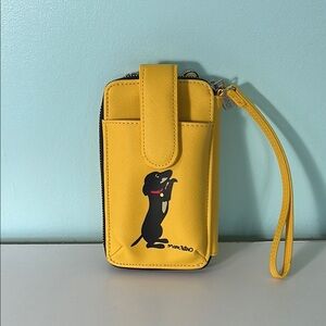 Yellow Dog Print Wristlet